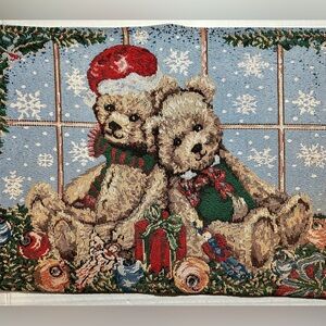 Christmas Teddy Bears Table Runner Ornaments Presents Angel Tassels Frills 13x70